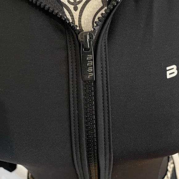 Bebe Bebe Sport Leopard Black Funnel Jacket SMALL Activewear Leopard Lined Hood - Picture 6 of 13